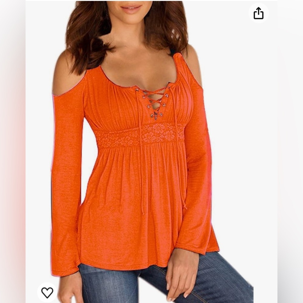 NWT MOONCOLOUR Women's Cold Shoulder Lace Up Casual Tunic Solid Blouse Top